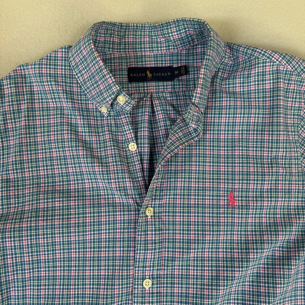 Ralph Lauren Shirt Mens Medium Multicolor Plaid Button Down Pony Casual